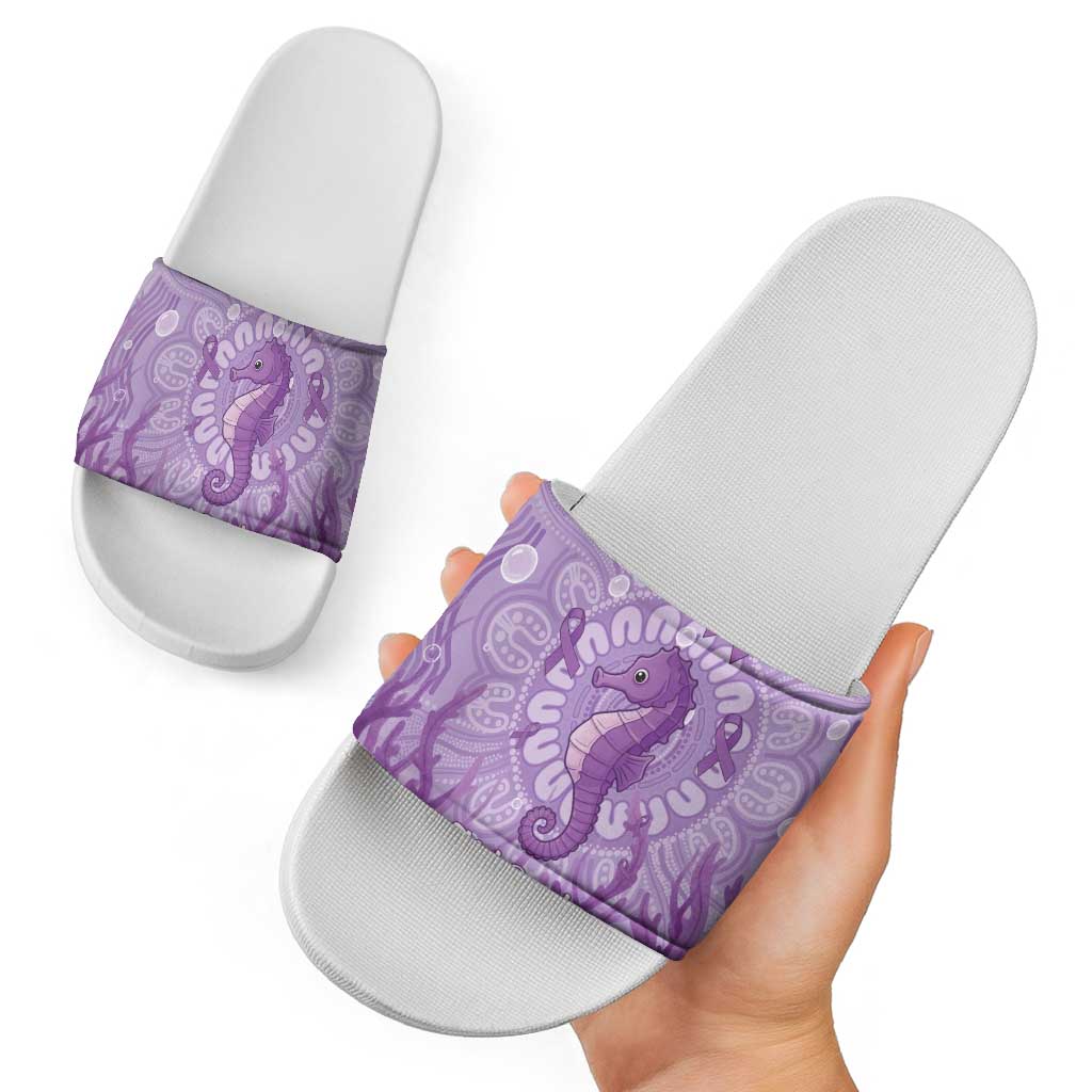 Australia Epilepsy Awareness Slide Sandals Seahorse Think Purple Ribbon Aboriginal - Aussie Hoodie