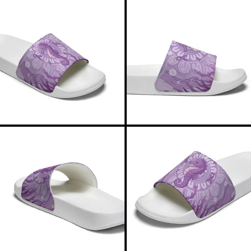 Australia Epilepsy Awareness Slide Sandals Seahorse Think Purple Ribbon Aboriginal - Aussie Hoodie