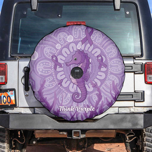Australia Epilepsy Awareness Spare Tire Cover Seahorse Think Purple Ribbon Aboriginal - Aussie Hoodie