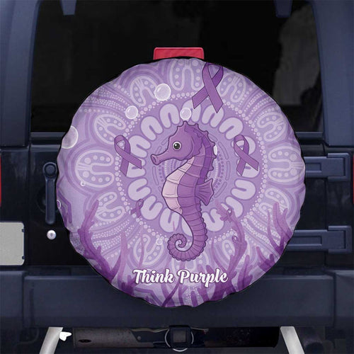 Australia Epilepsy Awareness Spare Tire Cover Seahorse Think Purple Ribbon Aboriginal - Aussie Hoodie