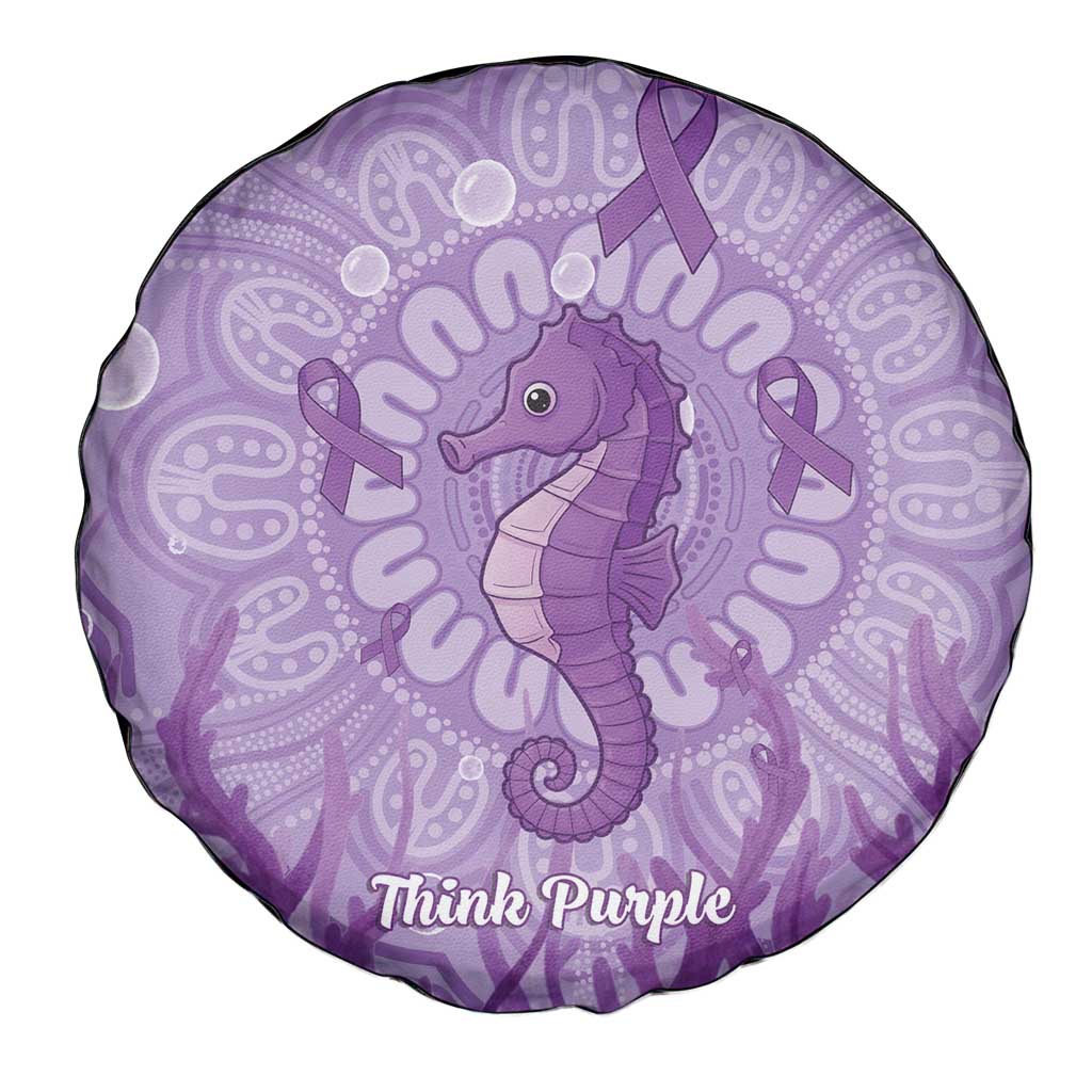 Australia Epilepsy Awareness Spare Tire Cover Seahorse Think Purple Ribbon Aboriginal - Aussie Hoodie