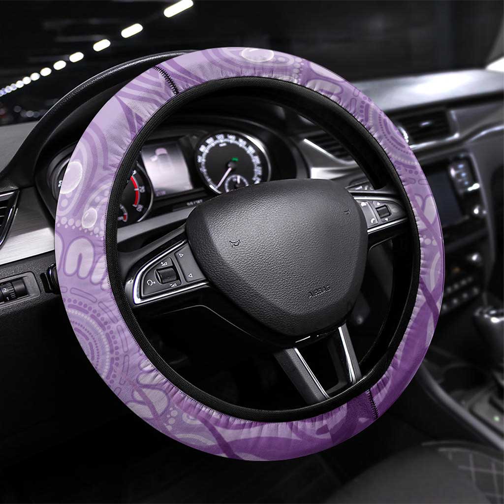 Australia Epilepsy Awareness Steering Wheel Cover Seahorse Think Purple Ribbon Aboriginal - Aussie Hoodie
