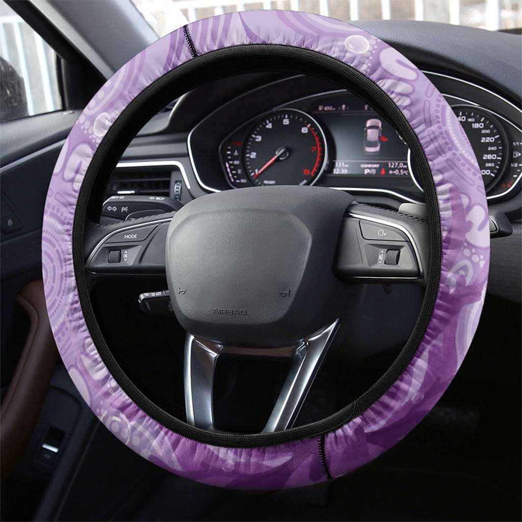 Australia Epilepsy Awareness Steering Wheel Cover Seahorse Think Purple Ribbon Aboriginal - Aussie Hoodie