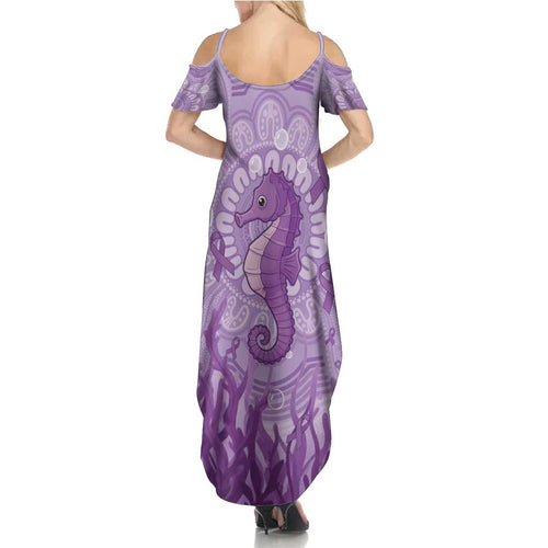Australia Epilepsy Awareness Summer Maxi Dress Seahorse Think Purple Ribbon Aboriginal - Aussie Hoodie