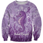 Australia Epilepsy Awareness Sweatshirt Seahorse Think Purple Ribbon Aboriginal - Aussie Hoodie