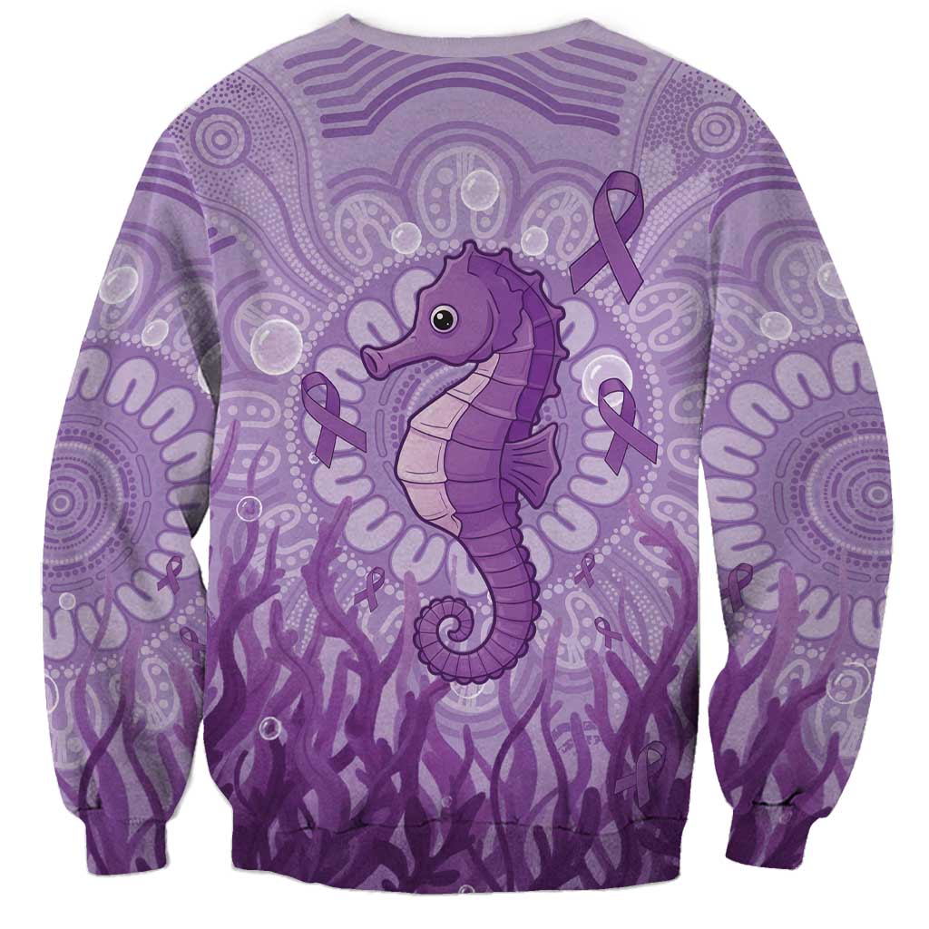 Australia Epilepsy Awareness Sweatshirt Seahorse Think Purple Ribbon Aboriginal - Aussie Hoodie