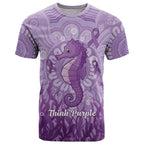 Australia Epilepsy Awareness T Shirt Seahorse Think Purple Ribbon Aboriginal - Aussie Hoodie