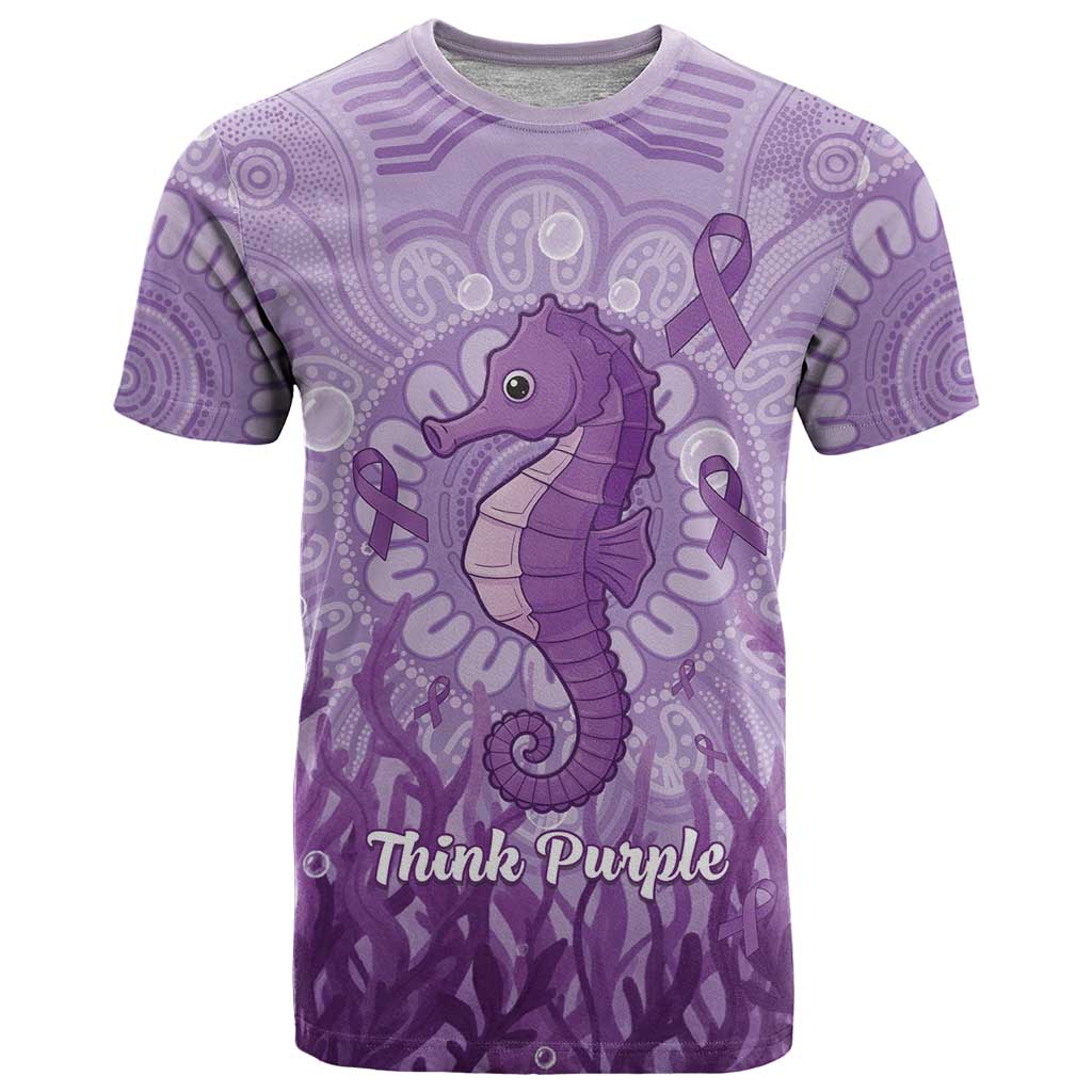 Australia Epilepsy Awareness T Shirt Seahorse Think Purple Ribbon Aboriginal - Aussie Hoodie
