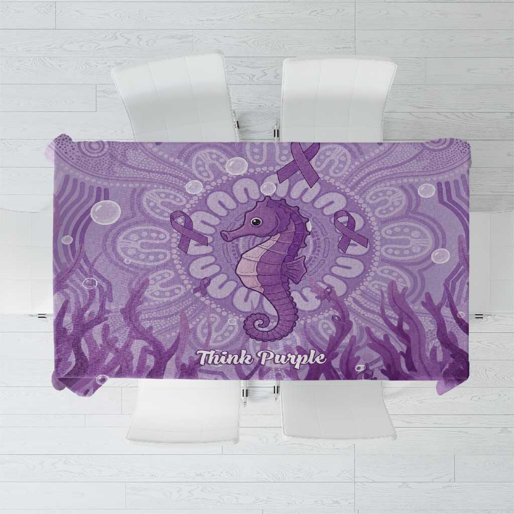 Australia Epilepsy Awareness Tablecloth Seahorse Think Purple Ribbon Aboriginal - Aussie Hoodie