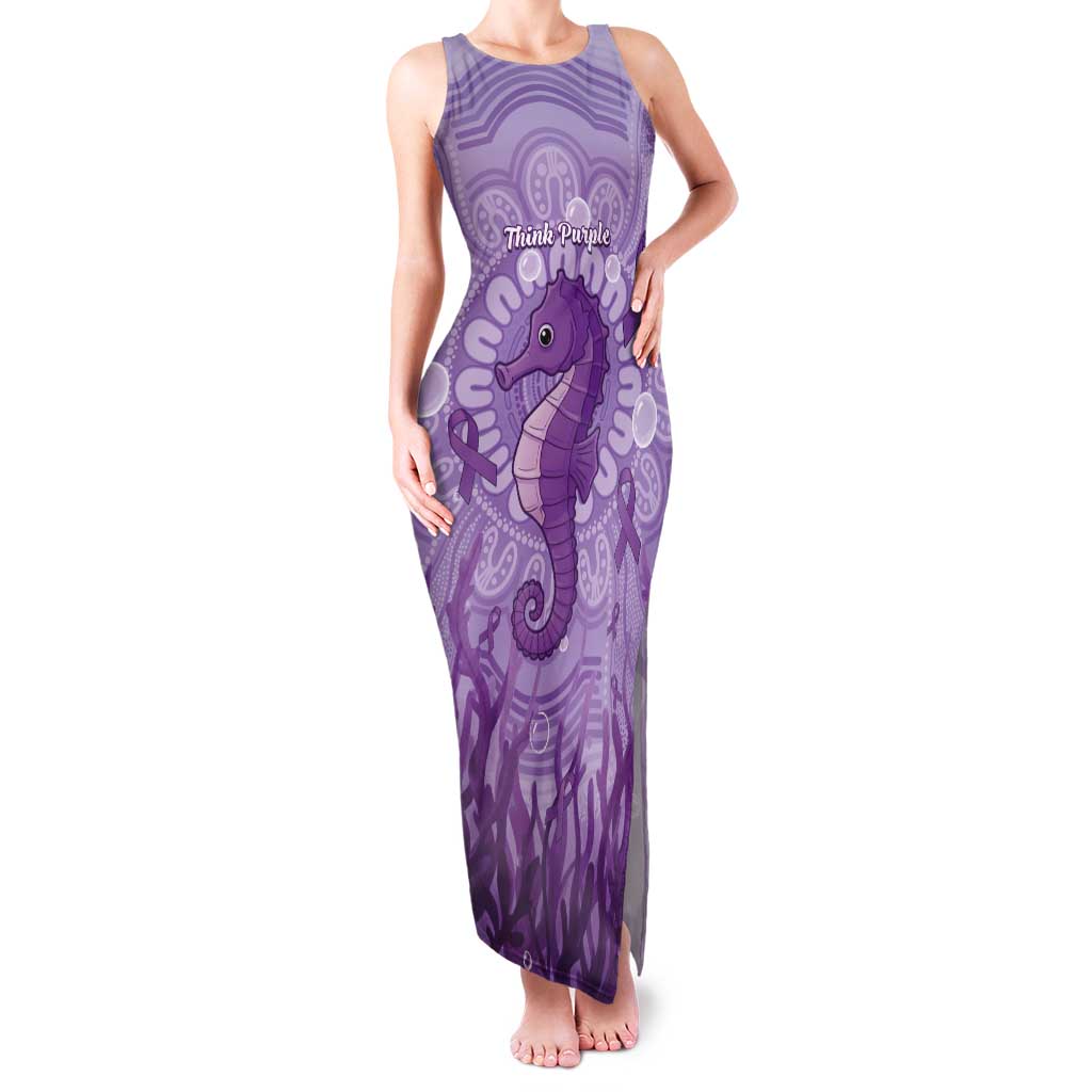 Australia Epilepsy Awareness Tank Maxi Dress Seahorse Think Purple Ribbon Aboriginal - Aussie Hoodie