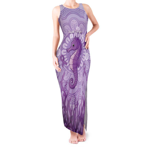 Australia Epilepsy Awareness Tank Maxi Dress Seahorse Think Purple Ribbon Aboriginal - Aussie Hoodie