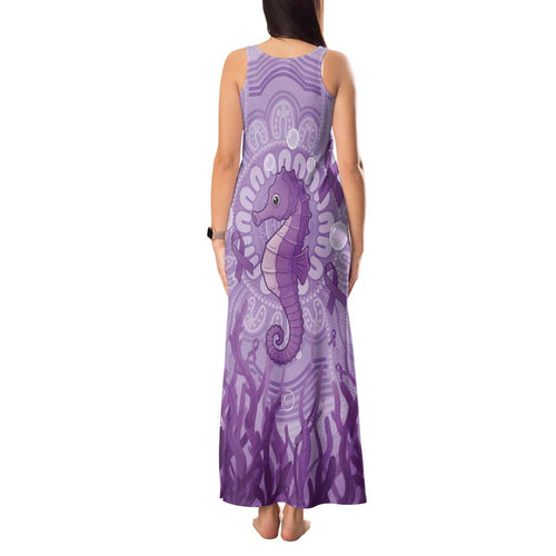 Australia Epilepsy Awareness Tank Maxi Dress Seahorse Think Purple Ribbon Aboriginal - Aussie Hoodie
