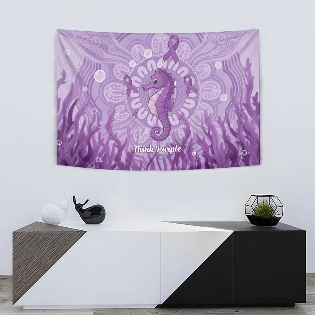 Australia Epilepsy Awareness Tapestry Seahorse Think Purple Ribbon Aboriginal - Aussie Hoodie