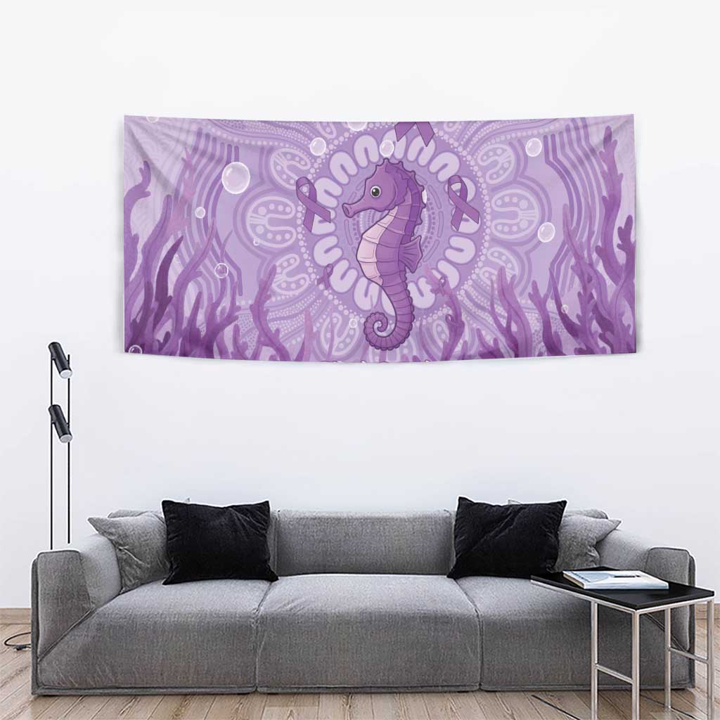 Australia Epilepsy Awareness Tapestry Seahorse Think Purple Ribbon Aboriginal - Aussie Hoodie