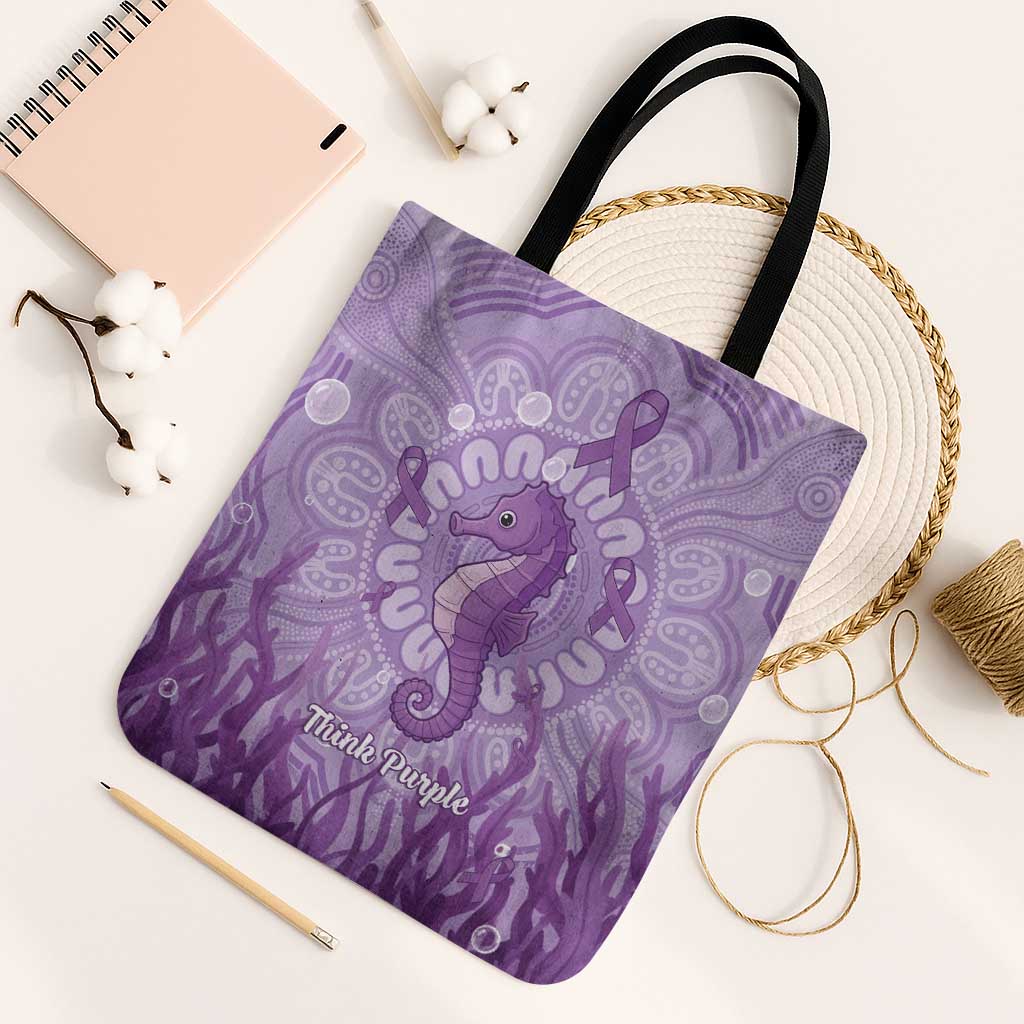 Australia Epilepsy Awareness Tote Bag Seahorse Think Purple Ribbon Aboriginal - Aussie Hoodie