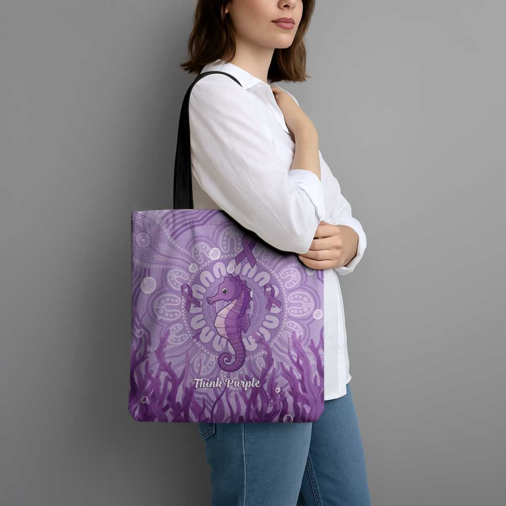 Australia Epilepsy Awareness Tote Bag Seahorse Think Purple Ribbon Aboriginal - Aussie Hoodie