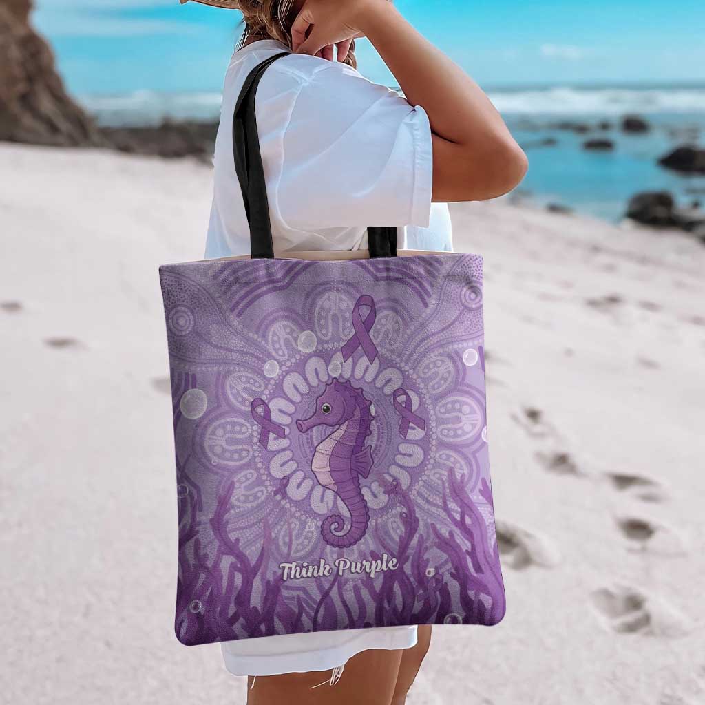 Australia Epilepsy Awareness Tote Bag Seahorse Think Purple Ribbon Aboriginal - Aussie Hoodie