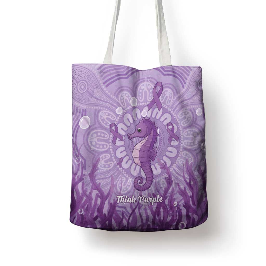 Australia Epilepsy Awareness Tote Bag Seahorse Think Purple Ribbon Aboriginal - Aussie Hoodie