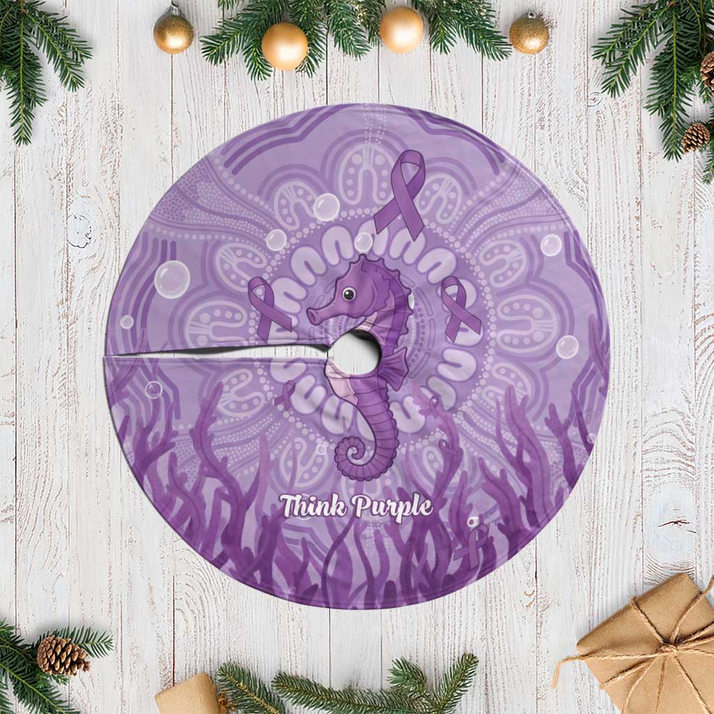 Australia Epilepsy Awareness Tree Skirt Seahorse Think Purple Ribbon Aboriginal - Aussie Hoodie