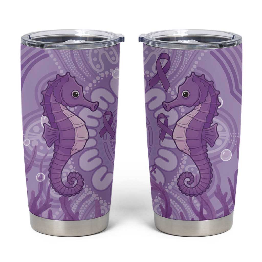 Australia Epilepsy Awareness Tumbler Cup Seahorse Think Purple Ribbon Aboriginal - Aussie Hoodie
