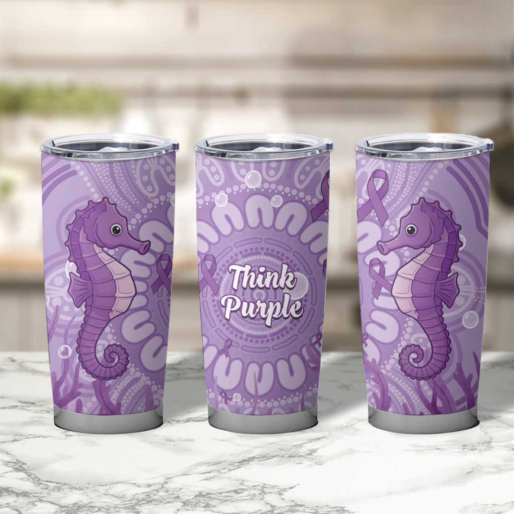 Australia Epilepsy Awareness Tumbler Cup Seahorse Think Purple Ribbon Aboriginal - Aussie Hoodie