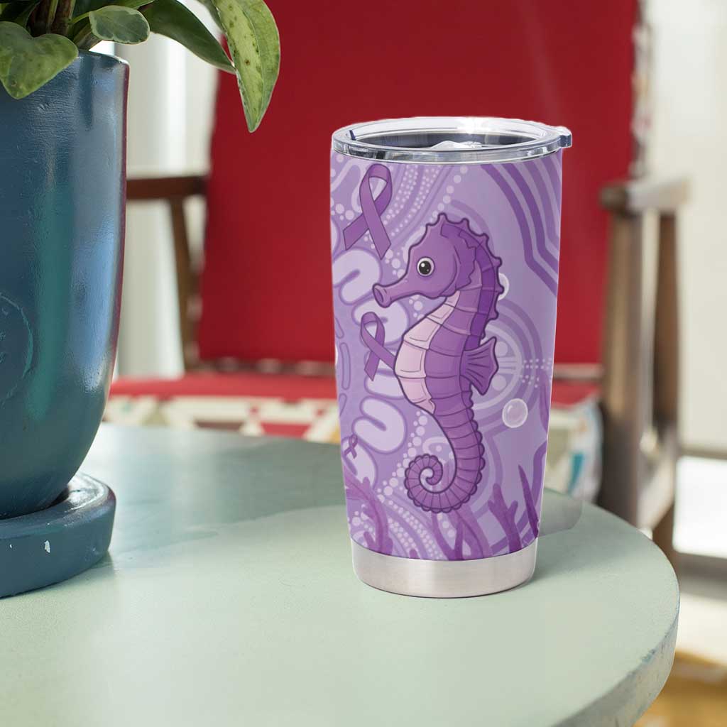 Australia Epilepsy Awareness Tumbler Cup Seahorse Think Purple Ribbon Aboriginal - Aussie Hoodie