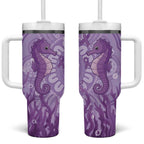 Australia Epilepsy Awareness Tumbler With Handle Seahorse Think Purple Ribbon Aboriginal - Aussie Hoodie