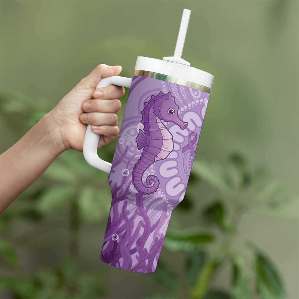 Australia Epilepsy Awareness Tumbler With Handle Seahorse Think Purple Ribbon Aboriginal - Aussie Hoodie