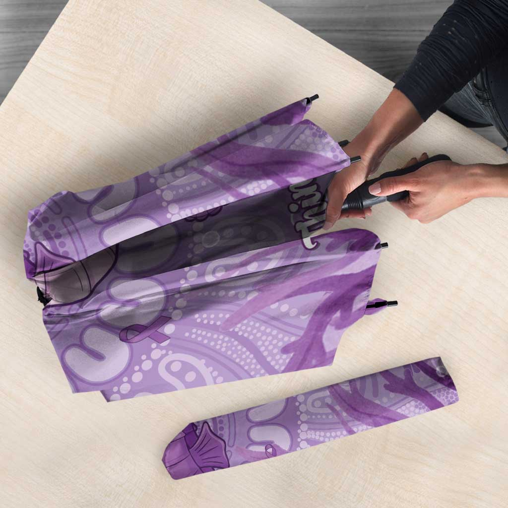 Australia Epilepsy Awareness Umbrella Seahorse Think Purple Ribbon Aboriginal - Aussie Hoodie