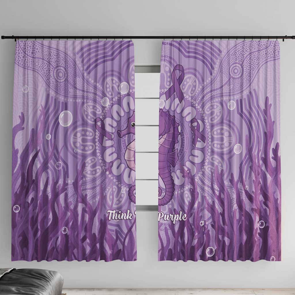 Australia Epilepsy Awareness Window Curtain Seahorse Think Purple Ribbon Aboriginal - Aussie Hoodie