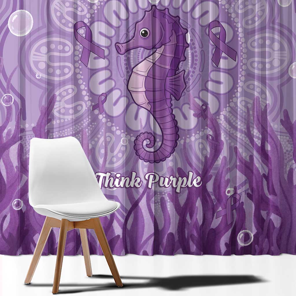 Australia Epilepsy Awareness Window Curtain Seahorse Think Purple Ribbon Aboriginal - Aussie Hoodie