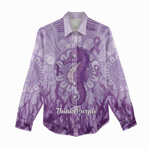 Australia Epilepsy Awareness Women Casual Shirt Seahorse Think Purple Ribbon Aboriginal - Aussie Hoodie