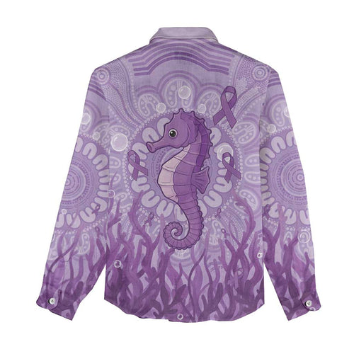 Australia Epilepsy Awareness Women Casual Shirt Seahorse Think Purple Ribbon Aboriginal - Aussie Hoodie