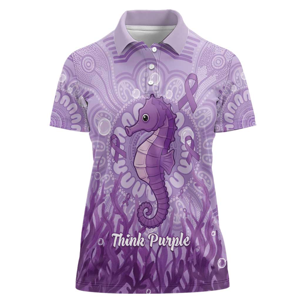 Australia Epilepsy Awareness Women Polo Shirt Seahorse Think Purple Ribbon Aboriginal - Aussie Hoodie