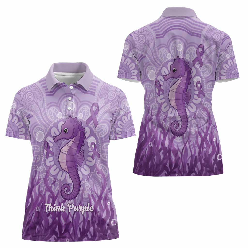 Australia Epilepsy Awareness Women Polo Shirt Seahorse Think Purple Ribbon Aboriginal - Aussie Hoodie