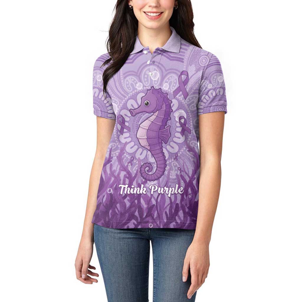 Australia Epilepsy Awareness Women Polo Shirt Seahorse Think Purple Ribbon Aboriginal - Aussie Hoodie