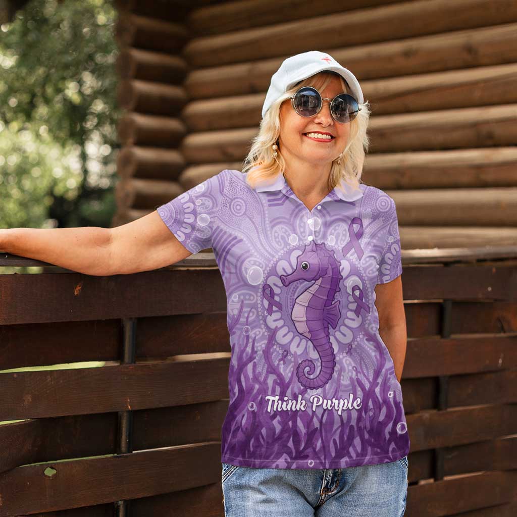 Australia Epilepsy Awareness Women Polo Shirt Seahorse Think Purple Ribbon Aboriginal - Aussie Hoodie