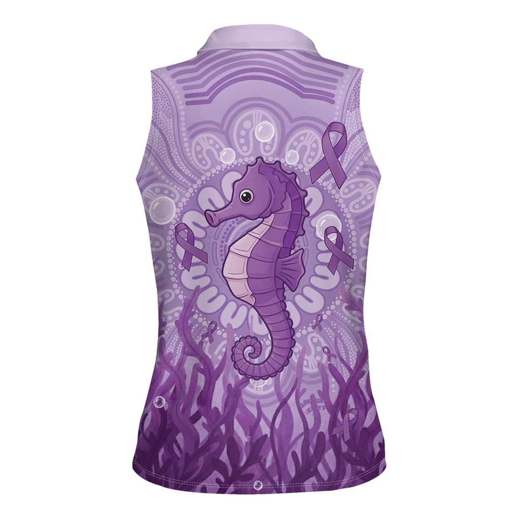 Australia Epilepsy Awareness Women Sleeveless Polo Shirt Seahorse Think Purple Ribbon Aboriginal - Aussie Hoodie
