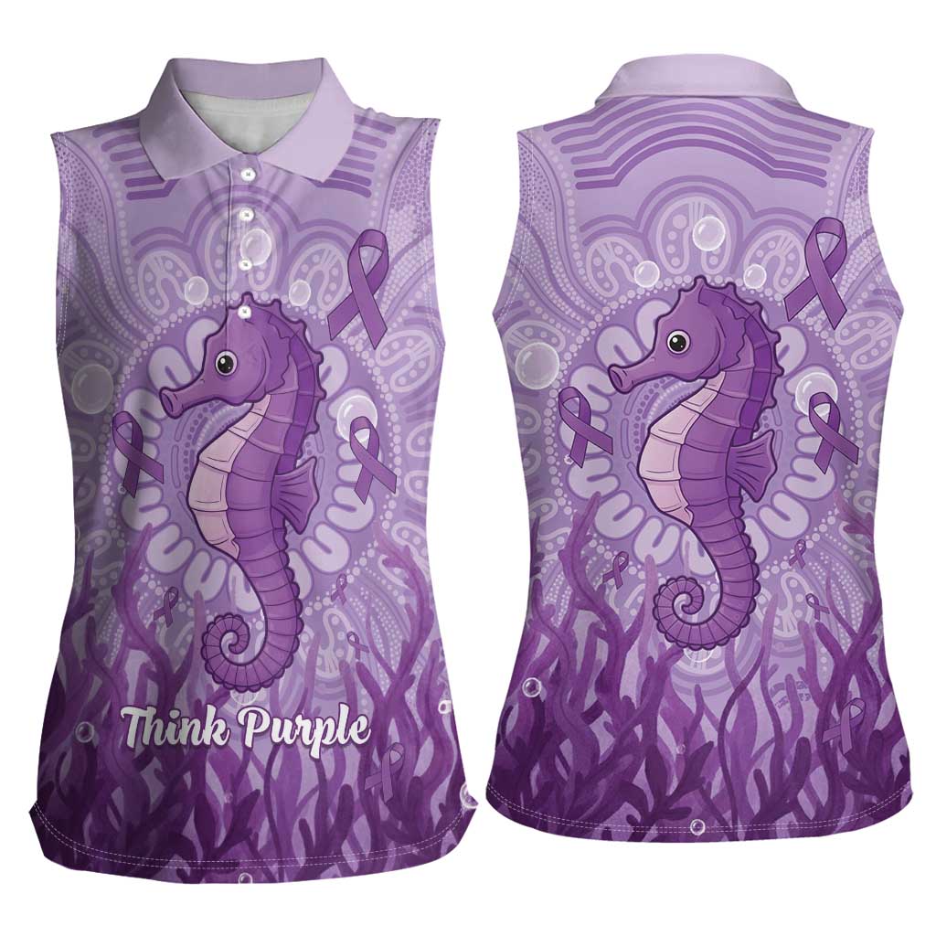 Australia Epilepsy Awareness Women Sleeveless Polo Shirt Seahorse Think Purple Ribbon Aboriginal - Aussie Hoodie