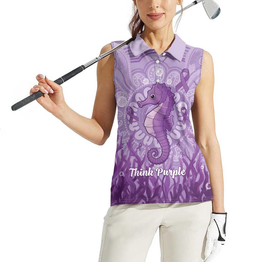 Australia Epilepsy Awareness Women Sleeveless Polo Shirt Seahorse Think Purple Ribbon Aboriginal - Aussie Hoodie