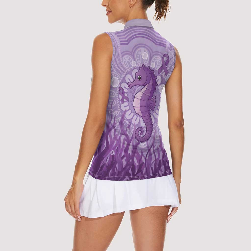 Australia Epilepsy Awareness Women Sleeveless Polo Shirt Seahorse Think Purple Ribbon Aboriginal - Aussie Hoodie