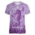 Australia Epilepsy Awareness Women V-Neck T-Shirt Seahorse Think Purple Ribbon Aboriginal - Aussie Hoodie