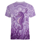 Australia Epilepsy Awareness Women V-Neck T-Shirt Seahorse Think Purple Ribbon Aboriginal - Aussie Hoodie