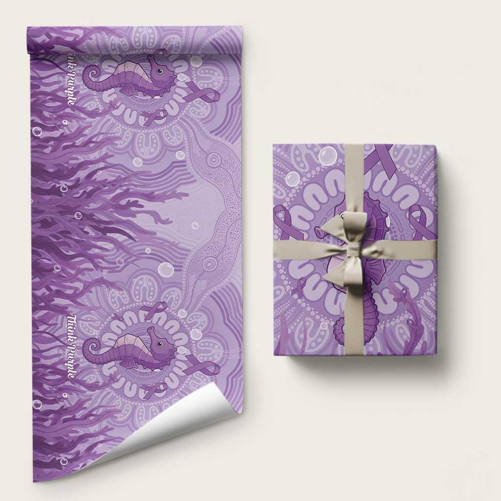Australia Epilepsy Awareness Wrapping Paper Seahorse Think Purple Ribbon Aboriginal - Aussie Hoodie