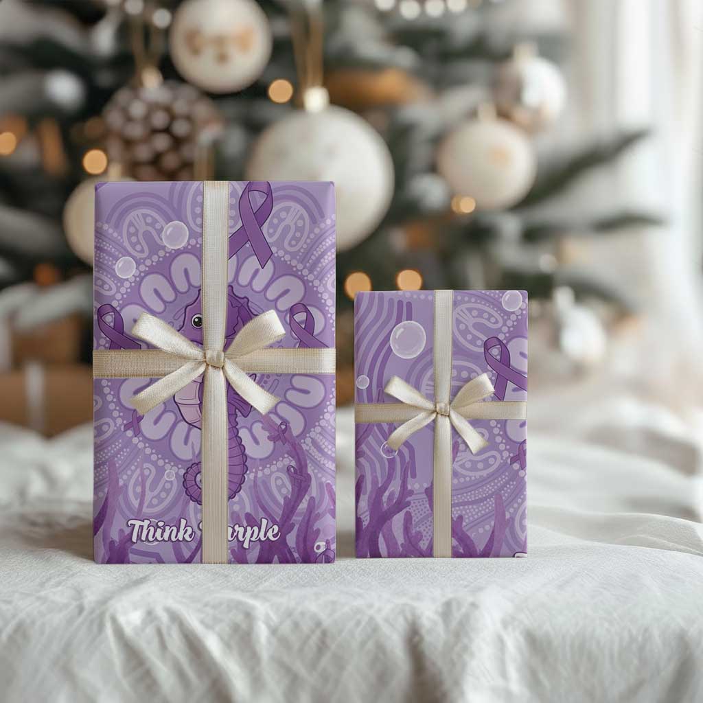 Australia Epilepsy Awareness Wrapping Paper Seahorse Think Purple Ribbon Aboriginal - Aussie Hoodie