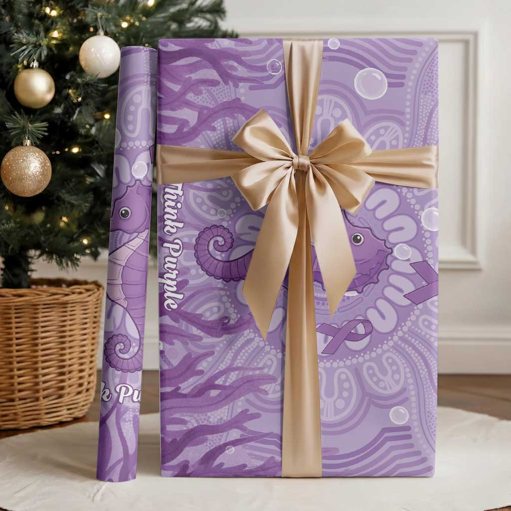 Australia Epilepsy Awareness Wrapping Paper Seahorse Think Purple Ribbon Aboriginal - Aussie Hoodie