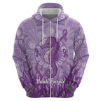 Australia Epilepsy Awareness Zip Hoodie Seahorse Think Purple Ribbon Aboriginal - Aussie Hoodie