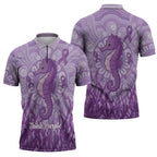 Australia Epilepsy Awareness Zipper Polo Shirt Seahorse Think Purple Ribbon Aboriginal - Aussie Hoodie