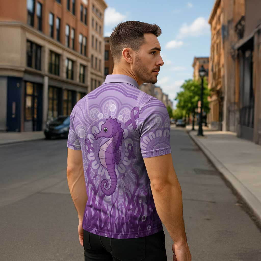 Australia Epilepsy Awareness Zipper Polo Shirt Seahorse Think Purple Ribbon Aboriginal - Aussie Hoodie