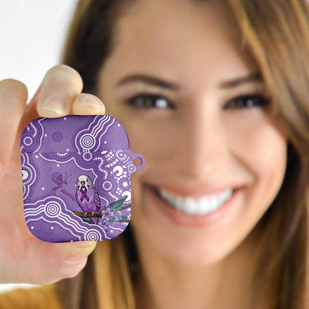 Australia Epilepsy Awareness AirPods Case Purple Budgerigar Plumeria Aboriginal - Aussie Hoodie